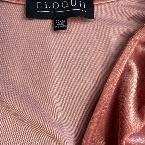 ELOQUII Like Pink Velvet Balloon Sleeves V-Neck Tie Waist Jumpsuit NWT 22-24 - Picture 13 of 16